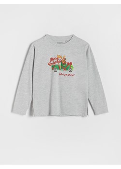 Reserved - Świąteczny longsleeve oversize - jasnoszary ze sklepu Reserved w kategorii T-shirty chłopięce - zdjęcie 166375672