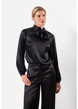 Czarna jedwabna bluzka z kokardą ze sklepu Molton w kategorii Bluzki damskie - zdjęcie 166377314