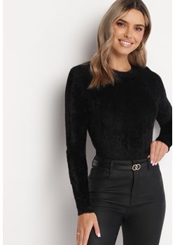 Czarny Krótki Sweter Puchaty Dindra ze sklepu Born2be Odzież w kategorii Swetry damskie - zdjęcie 166378512