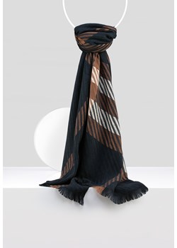 Elegancki szal w granatowo-brązową kratę ze sklepu Molton w kategorii Szaliki i chusty damskie - zdjęcie 166389492