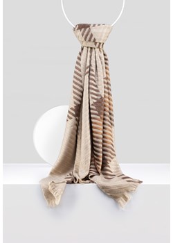 Elegancki szal w beżowo-brązową kratę ze sklepu Molton w kategorii Szaliki i chusty damskie - zdjęcie 166389494