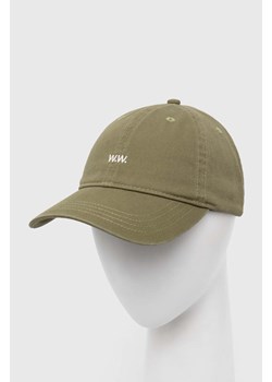Wood Wood czapka z daszkiem bawełniana Low Profile kolor zielony gładka ze sklepu PRM w kategorii Czapki z daszkiem męskie - zdjęcie 166404762