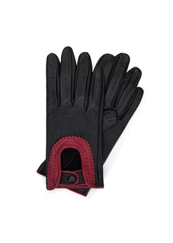 Damskie rękawiczki skórzane samochodowe z ozdobnym obszyciem czarne ze sklepu WITTCHEN w kategorii Rękawiczki damskie - zdjęcie 166419524