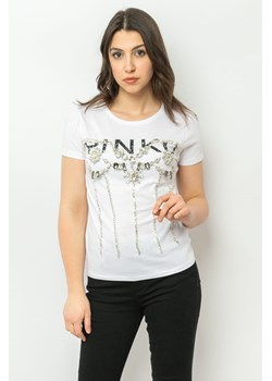 t-shirt damski pinko 1w114n a0d1 biały ze sklepu Royal Shop w kategorii Bluzki damskie - zdjęcie 166429100