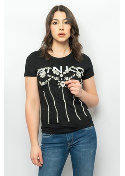 t-shirt damski pinko 1w114n a0d1 czarny ze sklepu Royal Shop w kategorii Bluzki damskie - zdjęcie 166429164