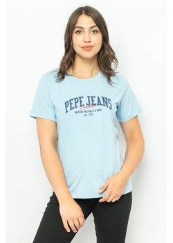 t-shirt damski pepe jeans pl505565 błękitny ze sklepu Royal Shop w kategorii Bluzki damskie - zdjęcie 166430343