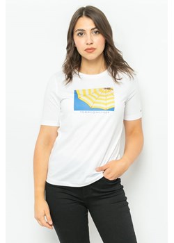 t-shirt damski tommy hilfiger ww0ww35605 biały ze sklepu Royal Shop w kategorii Bluzki damskie - zdjęcie 166430411