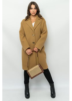płaszcz damski pinko 101809 y7dy  brązowy ze sklepu Royal Shop w kategorii Płaszcze damskie - zdjęcie 166431653