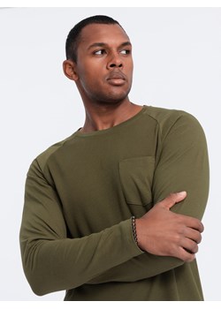 Longsleeve męski o strukturze "wafla" - oliwkowy V3 OM-LSCL-0109 ze sklepu ombre w kategorii T-shirty męskie - zdjęcie 166445552