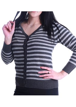 Szaro czarny sweterek w paski  /H-2 K1 UB686/ ze sklepu Pantofelek24.pl w kategorii Swetry damskie - zdjęcie 166447323