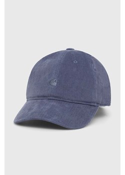 Carhartt WIP czapka z daszkiem sztruksowa Harlem Cap kolor niebieski gładka I028955.1XGXX ze sklepu PRM w kategorii Czapki z daszkiem męskie - zdjęcie 166449892