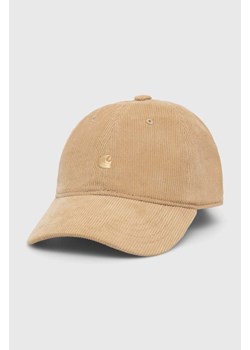 Carhartt WIP czapka z daszkiem bawełniana Harlem Cap kolor beżowy gładka I028955.1YAXX ze sklepu PRM w kategorii Czapki z daszkiem męskie - zdjęcie 166449894