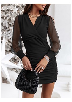Sukienka mini z tiulowym rękawem COLINA - czarna ze sklepu magmac.pl w kategorii Sukienki - zdjęcie 166453430