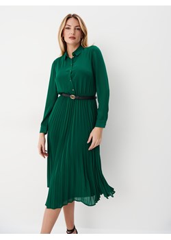 Mohito - Zielona sukienka midi z plisowanym dołem - Khaki ze sklepu Mohito w kategorii Sukienki - zdjęcie 166453601
