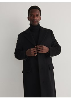 Reserved - Jednorzędowy płaszcz z wełną - czarny ze sklepu Reserved w kategorii Płaszcze męskie - zdjęcie 166454223