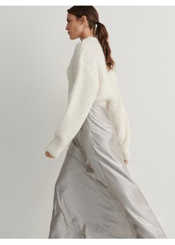 Reserved - Satynowa spódnica midi - jasnoszary ze sklepu Reserved w kategorii Spódnice - zdjęcie 166454392