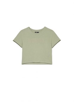Cropp - Oliwkowa koszulka z nadrukiem - zielony ze sklepu Cropp w kategorii Bluzki damskie - zdjęcie 166457070