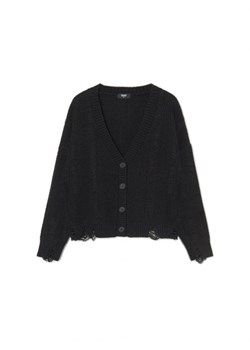 Cropp - Czarny kardigan z postrzępieniami - czarny ze sklepu Cropp w kategorii Swetry damskie - zdjęcie 166457100