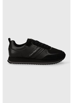 Calvin Klein sneakersy skórzane LOW TOP LACE UP MIX kolor czarny HM0HM01280 ze sklepu ANSWEAR.com w kategorii Buty sportowe męskie - zdjęcie 166463271