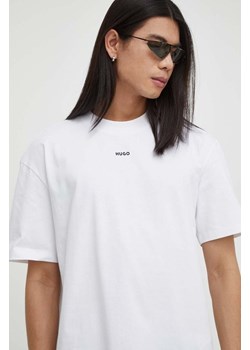 HUGO t-shirt bawełniany męski kolor biały gładki 50488330 ze sklepu ANSWEAR.com w kategorii T-shirty męskie - zdjęcie 166466132