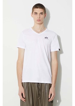 Alpha Industries t-shirt bawełniany męski kolor biały gładki ze sklepu PRM w kategorii T-shirty męskie - zdjęcie 166470402