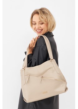 Trzykomorowa torebka na ramię Nobo z suwakami beżowa ze sklepu NOBOBAGS.COM w kategorii Torby Shopper bag - zdjęcie 166477664