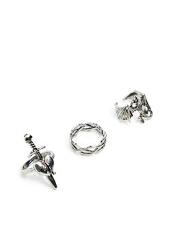 Cropp - Zestaw pierścionków w kolorze srebrnym - srebrny ze sklepu Cropp w kategorii Pierścionki - zdjęcie 166479471