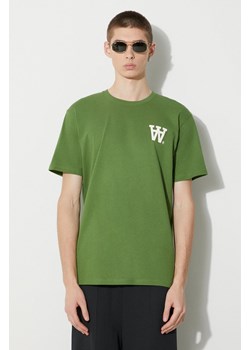 Wood Wood t-shirt bawełniany Ace AA Logo męski kolor zielony z nadrukiem 10285709.2222 ze sklepu PRM w kategorii T-shirty męskie - zdjęcie 166480553