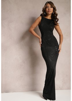 Czarna Taliowana Sukienka Maxi na Ramiączkach w Cekiny Lavarra ze sklepu Renee odzież w kategorii Sukienki - zdjęcie 166482631