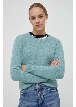 United Colors of Benetton sweter wełniany damski kolor turkusowy lekki ze sklepu ANSWEAR.com w kategorii Swetry damskie - zdjęcie 166482853