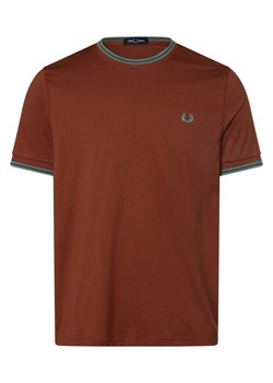 Fred Perry T-shirt męski Mężczyźni Bawełna koniakowy jednolity ze sklepu vangraaf w kategorii T-shirty męskie - zdjęcie 166489612