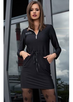Sportowa sukienka z długim rękawem Merribel 17897D, Kolor czarny, Rozmiar S, Merribel ze sklepu Primodo w kategorii Sukienki - zdjęcie 166495002