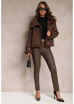 Ciemnobrązowe Spodnie Skinny Push Up Zilli ze sklepu Renee odzież w kategorii Spodnie damskie - zdjęcie 166498901