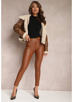 Brązowe Spodnie Skinny z Ekoskóry Zejomi ze sklepu Renee odzież w kategorii Spodnie damskie - zdjęcie 166498984