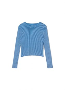 Cropp - Niebieski bawełniany sweter - niebieski ze sklepu Cropp w kategorii Swetry damskie - zdjęcie 166499574