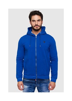GUESS Niebieska bluza męska z kapturem, Wybierz rozmiar XXL ze sklepu outfit.pl w kategorii Bluzy męskie - zdjęcie 166499593