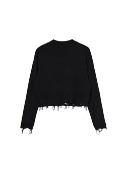 Cropp - Czarny sweter z postrzępieniami - czarny ze sklepu Cropp w kategorii Swetry damskie - zdjęcie 166503033
