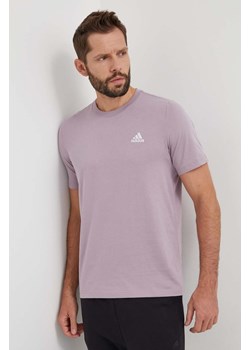 adidas t-shirt bawełniany męski kolor różowy gładki IS1316 ze sklepu ANSWEAR.com w kategorii T-shirty męskie - zdjęcie 166505004