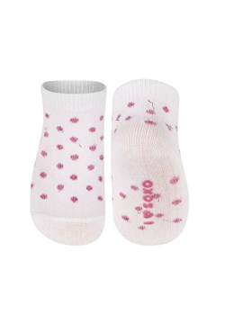 Skarpetki niemowlęce białe SOXO w różowe kropki ze sklepu Sklep SOXO w kategorii Skarpetki dziecięce - zdjęcie 166506121