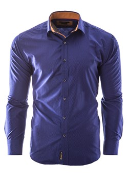 Koszula męska z długim rękawem RL40 - Indigo ze sklepu Risardi w kategorii Koszule męskie - zdjęcie 166514771