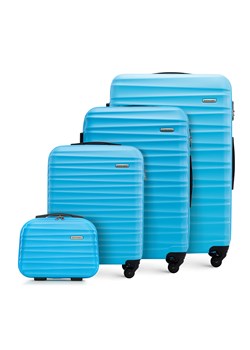 Komplet walizek z ABS-u z żebrowaniem niebieski ze sklepu WITTCHEN w kategorii Walizki - zdjęcie 166514980