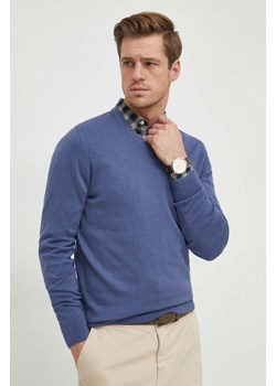 Tommy Hilfiger sweter bawełniany kolor niebieski lekki ze sklepu ANSWEAR.com w kategorii Swetry męskie - zdjęcie 166528441