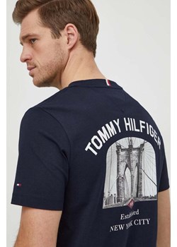 Tommy Hilfiger t-shirt bawełniany męski kolor granatowy z nadrukiem MW0MW33697 ze sklepu ANSWEAR.com w kategorii T-shirty męskie - zdjęcie 166528601