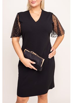 Czarna Sukienka z ozdobnymi rękawami Wzór 2 OLENI ze sklepu TONO w kategorii Sukienki - zdjęcie 166536240