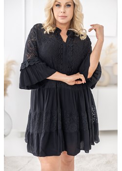 Czarna Sukienka z haftem TULUZI ze sklepu TONO w kategorii Sukienki - zdjęcie 166538530
