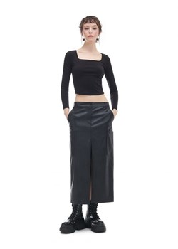 Cropp - Spódnica midi z imitacji skóry - czarny ze sklepu Cropp w kategorii Spódnice - zdjęcie 166543500
