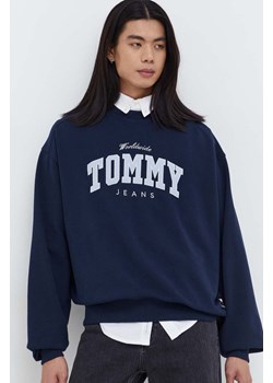 Tommy Jeans bluza bawełniana męska kolor granatowy z nadrukiem DM0DM18386 ze sklepu ANSWEAR.com w kategorii Bluzy męskie - zdjęcie 166583563