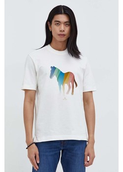 PS Paul Smith t-shirt bawełniany męski kolor beżowy z nadrukiem ze sklepu ANSWEAR.com w kategorii T-shirty męskie - zdjęcie 166584102