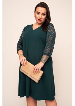 Zielona Sukienka z koronkowym rękawem EVE ze sklepu TONO w kategorii Sukienki - zdjęcie 166599274