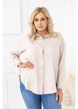 Beżowa Koszula oversize DEMENO ze sklepu TONO w kategorii Koszule damskie - zdjęcie 166603351